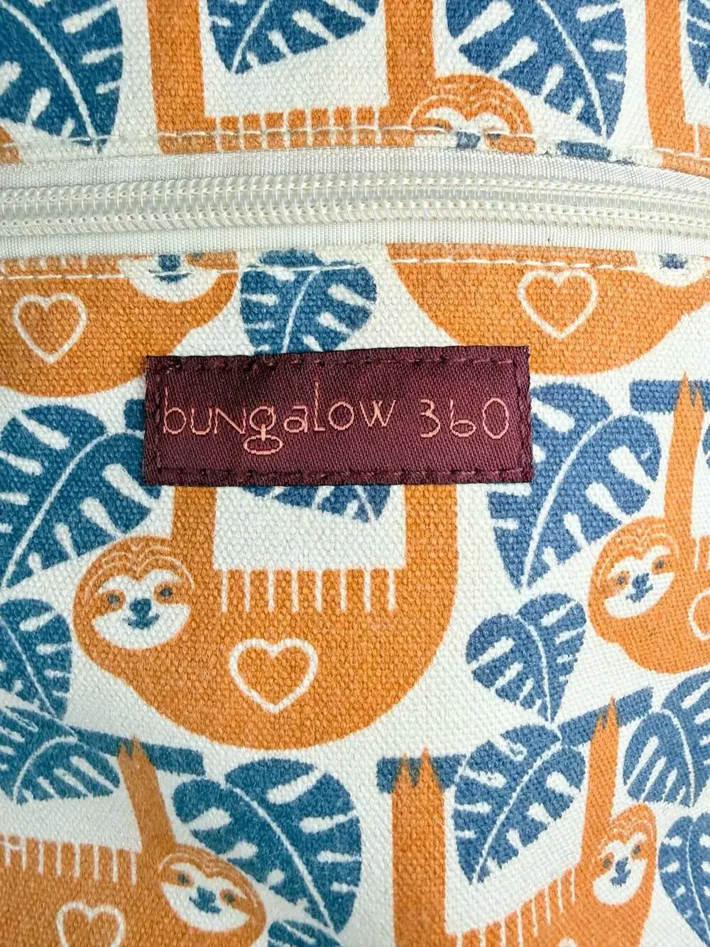 Kidcore Whimsical Bungalow 360 Sloth Mini Backpack Canvas Cream Daypack